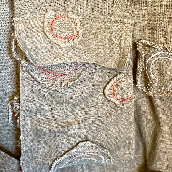 Sassy Linen Distressed Duster, Medium, Boutique Brand, Taupe - Picture 5 of 6